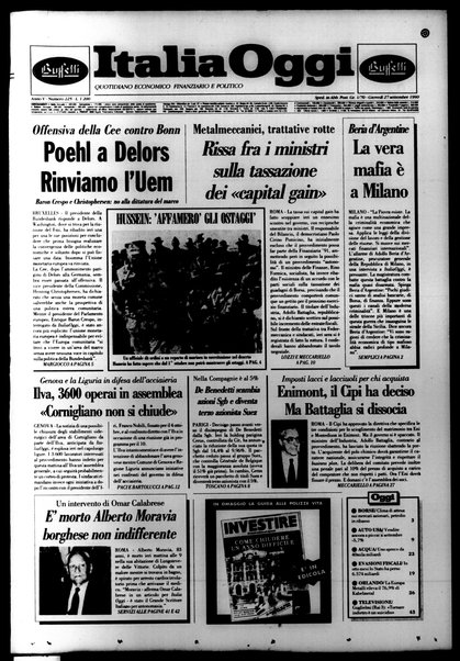 Italia oggi : quotidiano di economia finanza e politica